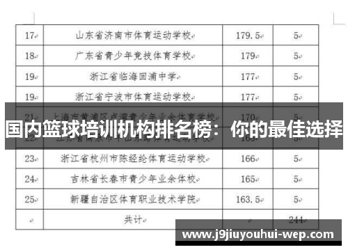 国内篮球培训机构排名榜：你的最佳选择